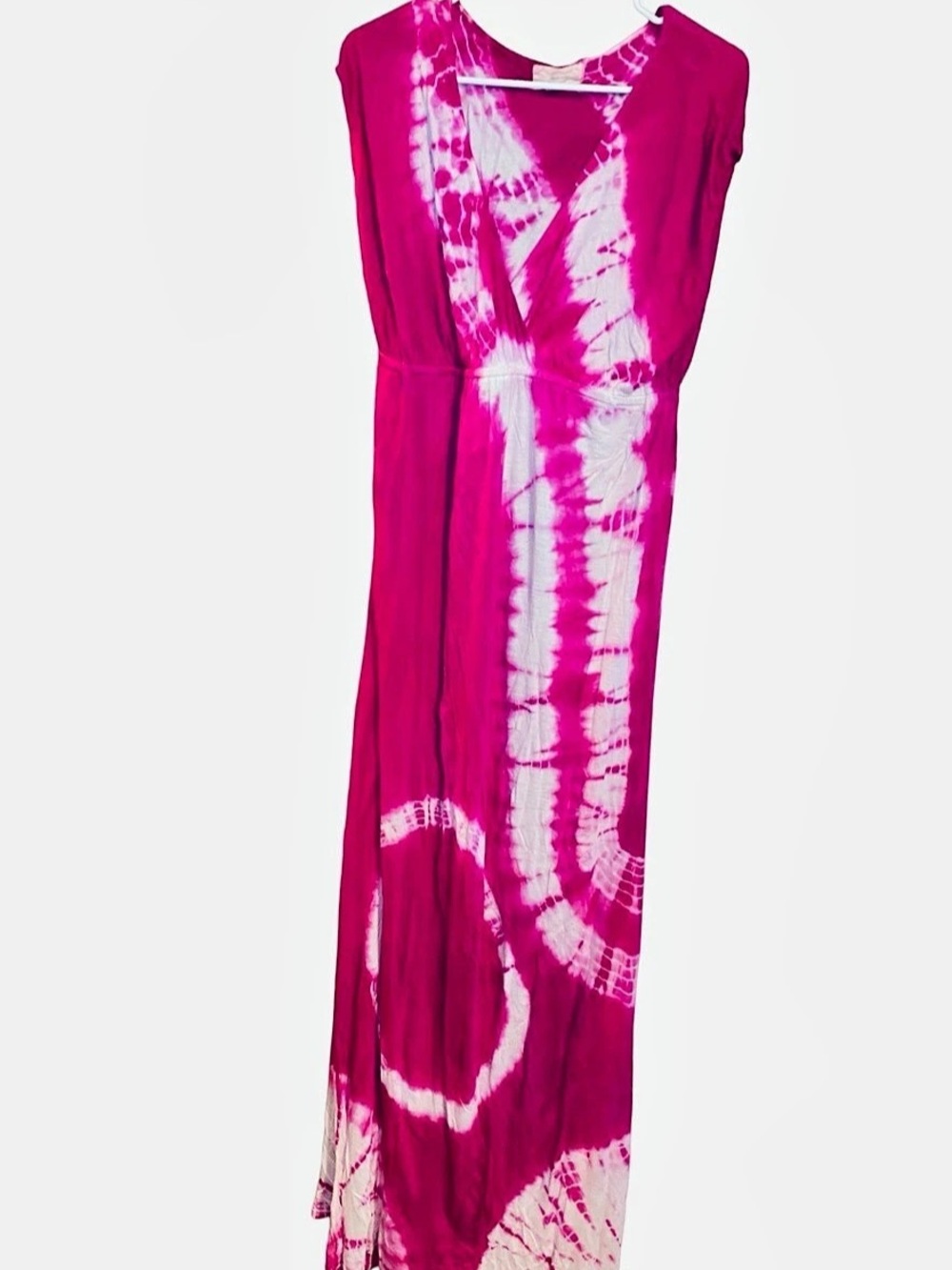pink.rosa Tie-Dye Maxi Dress in Pink & White Size Large